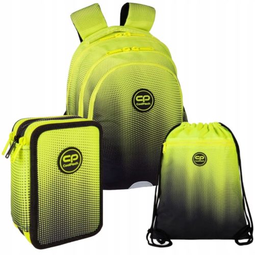 CoolPack školski ruksak s više odjeljaka, crni, nijanse žute i zlatne, 21 l + 2 ostala proizvoda