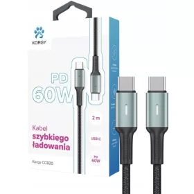   Korgy CCB20 USB-C - USB-C 2m Najlonski Pleteni Kabel za Brzo Punjenje