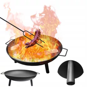    VRTNI kamin 60 cm za roštilj, kotlovinu, logorsku vatru, čelik, crn