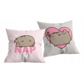    JASTUK 40x40 MAČKA KITTEN PUSHEEN DVOSTRANI NAPTIME PINK GREY