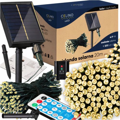 GIRLANDA SOLARNA LAMPICE ZA VANJSKU UPOTREBU 20m 200 LED + DALJINSKI