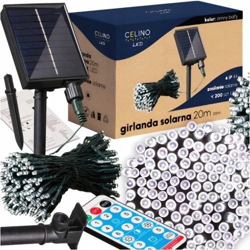 Girlanda solarnih lampica za vrt LED Božićne svjetiljke 20m bijele boje + daljinski upravljač