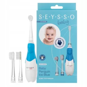    Seysso Baby Penguin Ice Blue sonična četkica za zube, 3 vrha