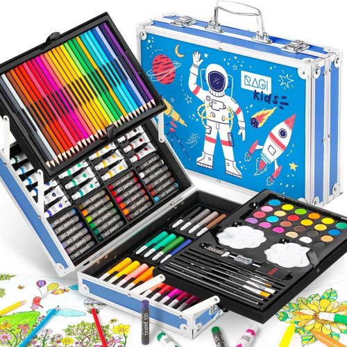 Umjetnički set za djecu - Astronaut kofer sa bojicama za slikanje, 145 elemenata RAGI - PLAVI