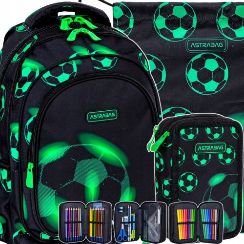 AstraBag školski ruksak s više odjeljaka crni, Shades of green, Multicolor 27 l + 2 ostala proizvoda