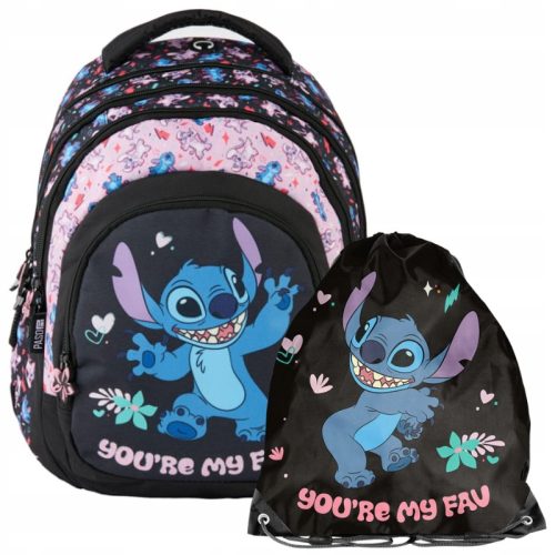 PASO Komplet školski ruksak s više pretinaca + torba za gimnastičke, uzorak Disney Stitch