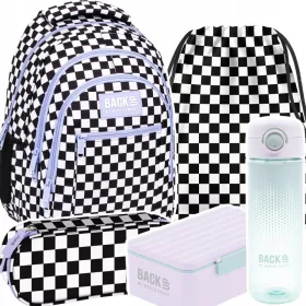   Ruksak za školu BackUP 26 L sa kariranim uzorkom i ljubičastim detaljima