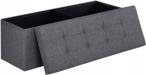 Songmics Pufa-skrinja za sjedenje s posudom, tamno siva, 110x38x38 cm