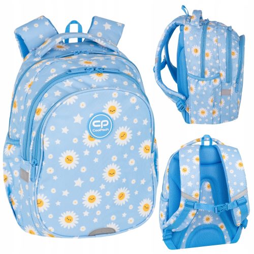 CoolPack Jerry DAISY SUN školski ruksak za djevojčice 1-3 razreda bijeli s nijansama plave, žute i zlatne 21 l