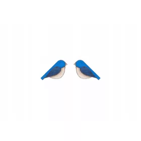 Drvene naušnice s plavom pticom