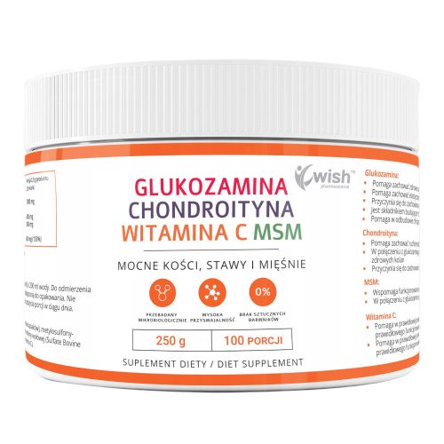WISH Glukozamin, Hondroitin, MSM i Vitamin C 250g - Kompleks za zdravlje