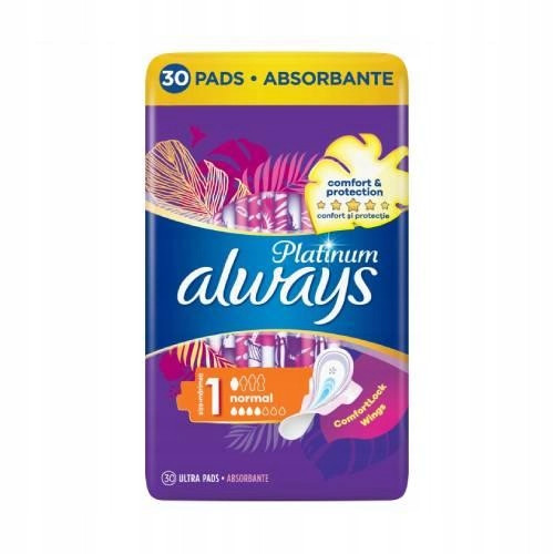 Always Platinum Normal Higijenski Ulošci s Krilcima, 30 kom