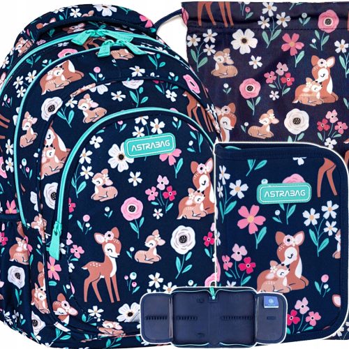 AstraBag Deluxe školski ruksak set za djevojčice Shades of blue 20 l