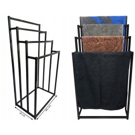   Stalak za ručnike u crnoj boji s podesivom vješalicom za sušenje ručnika