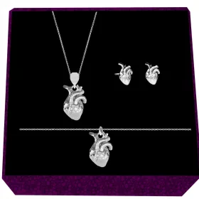 SREBRNI SET NAKITA ANATOMSKO SRCE 3D od srebra 925