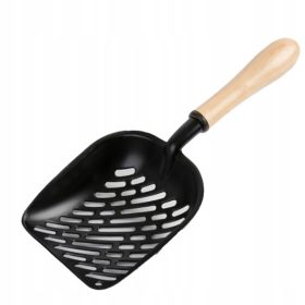   Metalna lopatica za mačji pijesak s drvenom drškom, crna, dimenzija 14*22cm