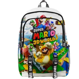   Super Mario 3D vodootporni školski ruksak s više odjeljaka crne boje