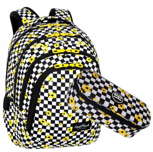 CoolPack školski ruksak s više odjeljaka, bijeli, crni, višebojni