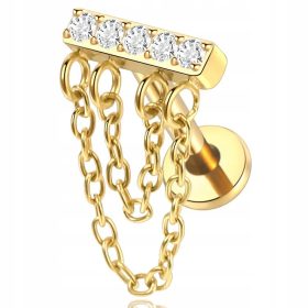    LABRET NAUŠNICE OD TITANSKOG ZLATA SA HELIX LANČIĆEM ZA UŠI CIRKON 1,2/8