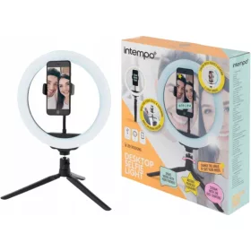   PRSTENA SVJETILJKA INTAMPO 26CM S DRŽAČEM ZA MOBITEL I 3 NAČINA OSVJETLJENJA