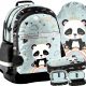 Ruksak za školu s više odjeljaka Panda - Set s pernicom i torbom
