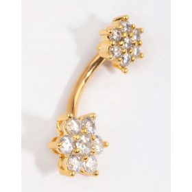    Lovisa - pozlaćeni titanijski prsten za pupak, piercing s utegom u obliku cvijeta