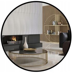   Lustro za zid Handloteka, okrugli oblik, crni plastični okvir, 700 x 700 mm