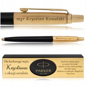   Tradicionalna plava Parker kemijska olovka + ORIGINALNA PARKER POKLON KUTIJA + ZLATNA PLOČICA S UGRAVIRANOM POSVETOM