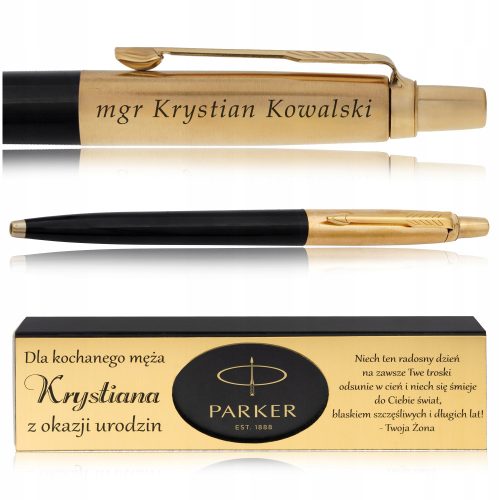 Tradicionalna plava Parker kemijska olovka + ORIGINALNA PARKER POKLON KUTIJA + ZLATNA PLOČICA S UGRAVIRANOM POSVETOM