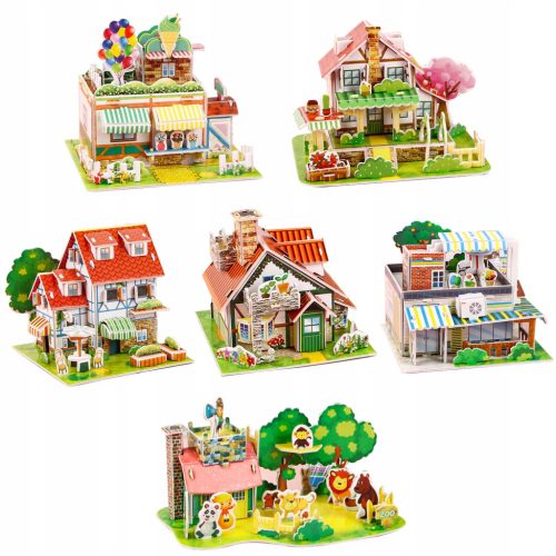 Dječji 3D PUZZLE Set - 6 Minijaturnih Kuća za Izgradnju DIY Igračka za Djecu od 3-6 Godina