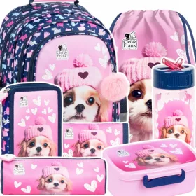   kolski ruksak za djevojčice Cleo & Frank s pompomom za pse Klasa 1-3