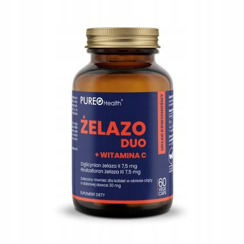 PUREO Health Željezo Duo + Vitamin C, 60 kapsula
