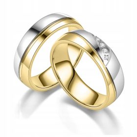   Luksuzni vjenčani prsten od zlata, srebra i čelika 316L | Obrączka Blackberry KO8