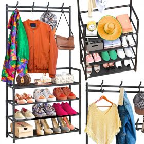   Markadler Premium Metalni Samostojeći Vješalica s Policom za Knjige i Ormar - Crna