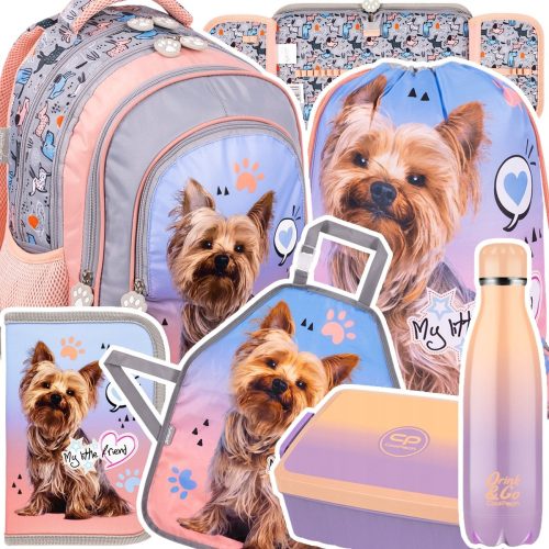 My Little Friend GREY YORK školski ruksak Pas sa psom Coolpack boca za vodu