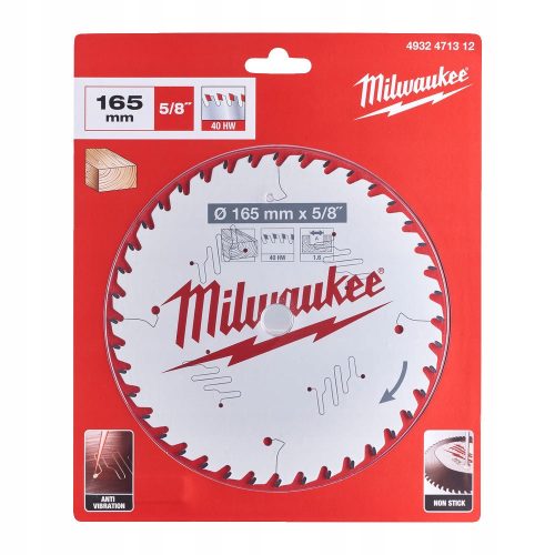 Milwaukee 165x15,87mm 48Z TARCZA ZA REZANJE DRVETA