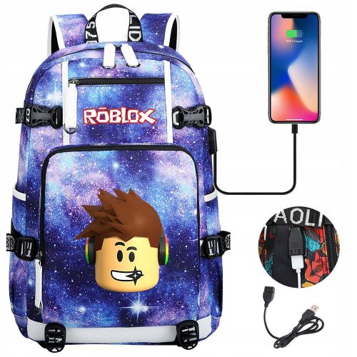ROBLOX Mladenački Vodootporni Školski Ruksak s USB Priključkom