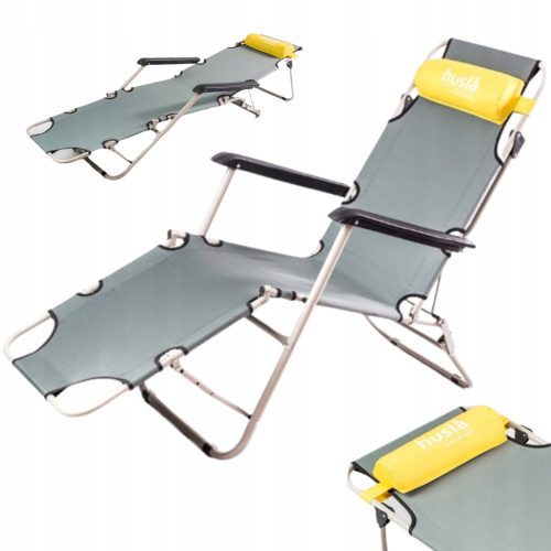 Husla Luksuzna Sklopiva Ležaljka za Plažu 62x180 cm - Sivi Metal