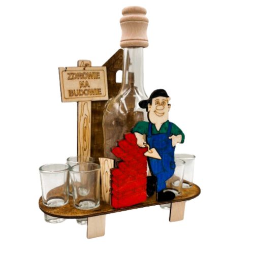  BOČAN ZA ALKOHOL 6 ČAŠA GRAĐEVINSKI POKLON ZA ZIDARA