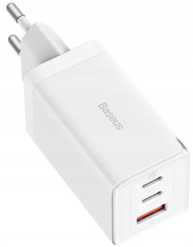 BASEUS GaN5 Pro 2C+U USB-A / USB-C 65W PD QC3.0 Mrežni Punjač Bijeli