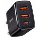 Baseus Compact Ultra Brzi Punjač 2U+C USB-C / 2x USB-A 30W PD QC3.0 Crni