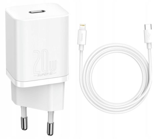 Baseus Super Si USB-C PD 20W zidni punjač + 1m Lightning kabel