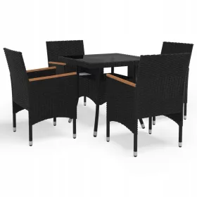   Elegantni 5-dijelni set blagovaonskog namještaja s kremastim jastucima