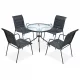 Elegantni crni vrtni set sa stolom i 4 stolice, 80x71 cm