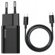 Baseus Super Si 25W Brzi Mrežni Punjač + USB-C Kabel za Brzo Punjenje 1m