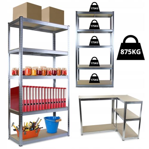 METALNI REGAL ZA SKLADIŠTENJE S 5 POLICA 180x90x40 875kg