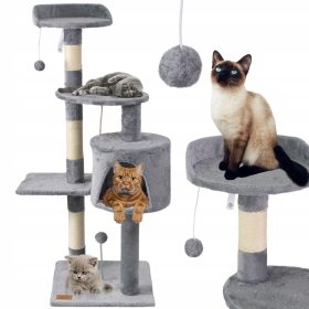   PETSTORY višenamjenski drapač od sivog sisala za MAČKE, 5 razina