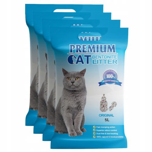 Premium Cat Clumping Bentonit Litter - Prirodni pijesak za mačke 4x5L