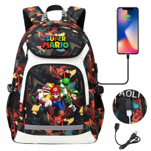 Super Mario Vodootporni USB A4 Ruksak Velikog Kapaciteta