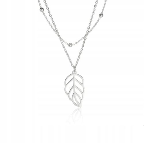  Ogrlica od kirurškog čelika, srebrna, dvoslojna, LEAF